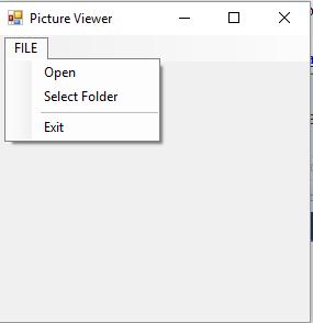 Shows menu with File, Open, Select Folder and Exit