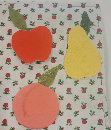 fruit block with apple pear and peach
