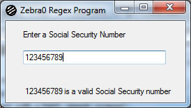 Social security program with Regex